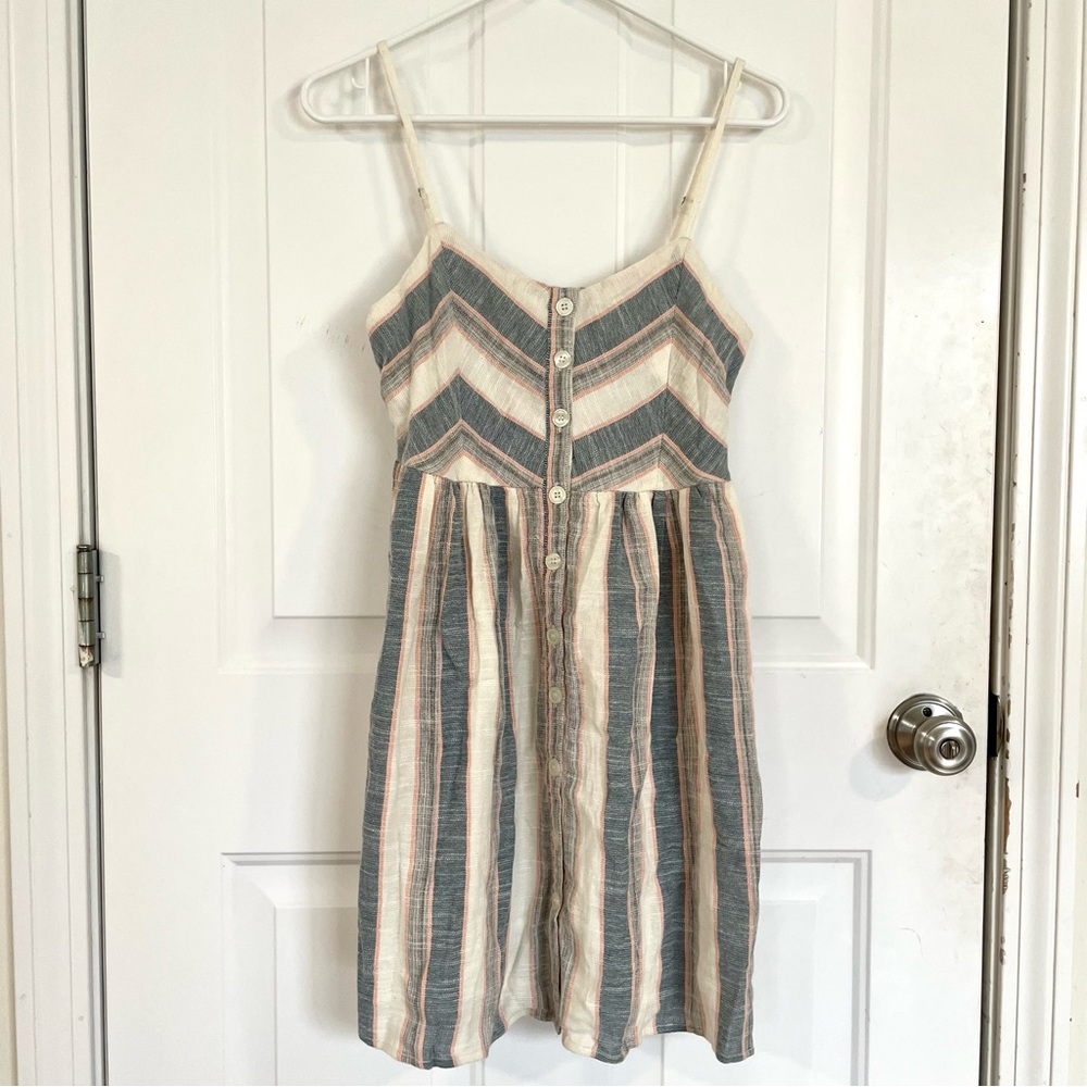 Others Follow Striped Babydoll Button Dress NWT